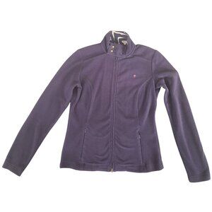 Lilly Pulitzer Women's Size S Purple Zip-Up Fleece Jacket Gold Button Detail